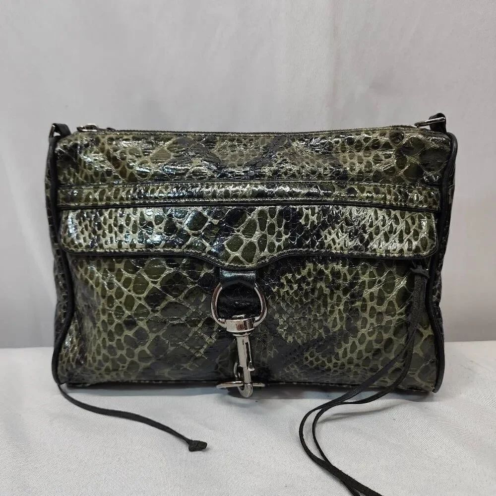 Rebecca Minkoff Snake Embossed Leather Crossbody Bag Missing Strap Clutch